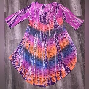 Shoreline Vibrant Tie-Dye Tunic Dress boho vibe beach style